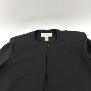 Jones New York Black Collarless Open Front Button Blazer Jacket Womens Size 16
